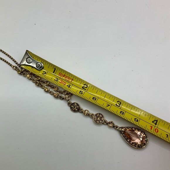 Monet Elegant Vintage Inspired Champagne Teardrop Y Drop Gold Tone Necklace - Picture 5 of 9